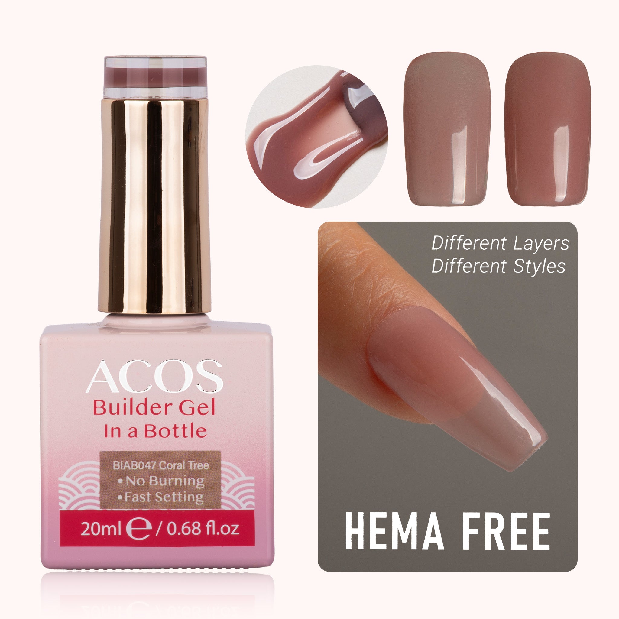 ACOS Hema Free Brush-on Builder Gel (20ml) - Lashmer