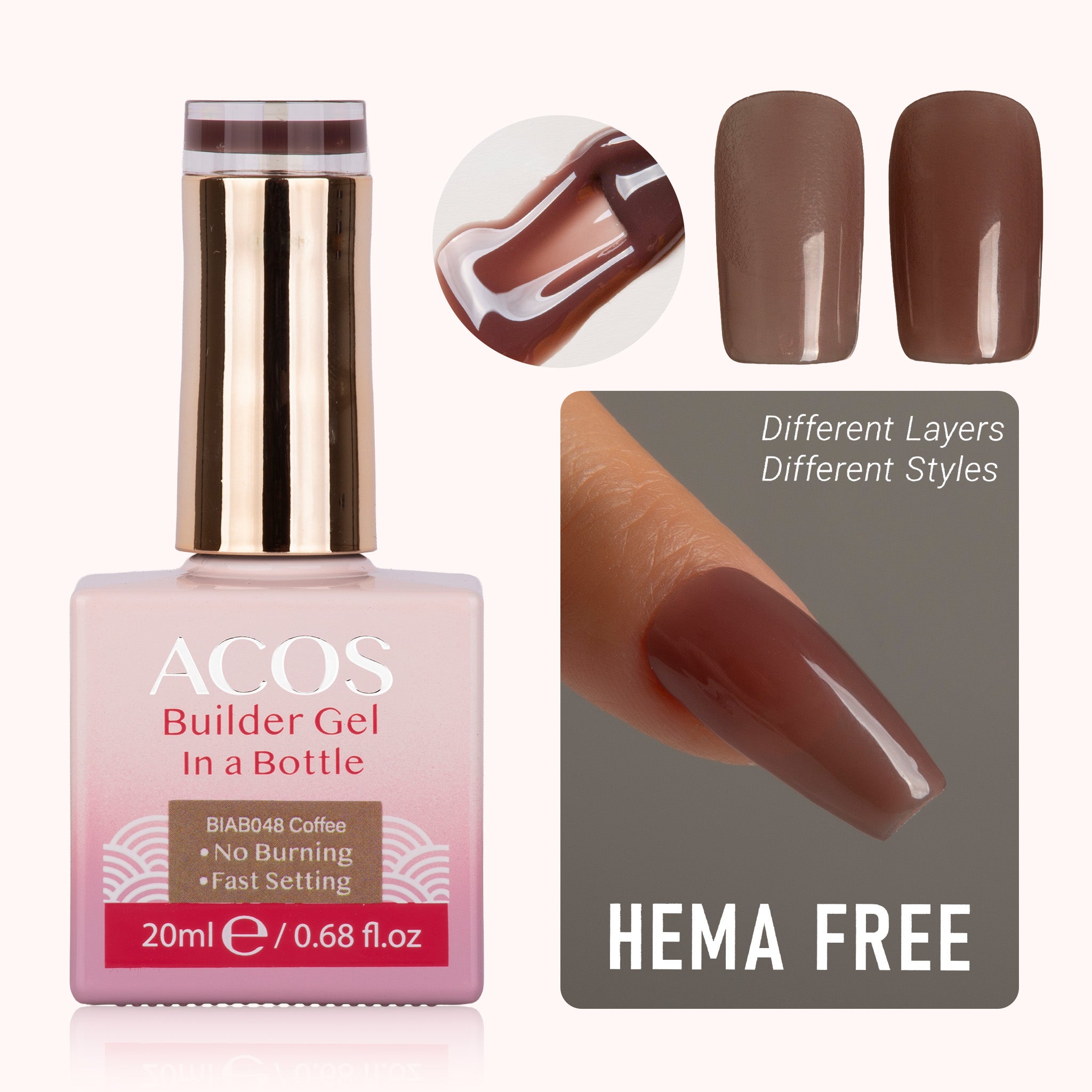 ACOS Hema Free Brush-on Builder Gel (20ml) - Lashmer