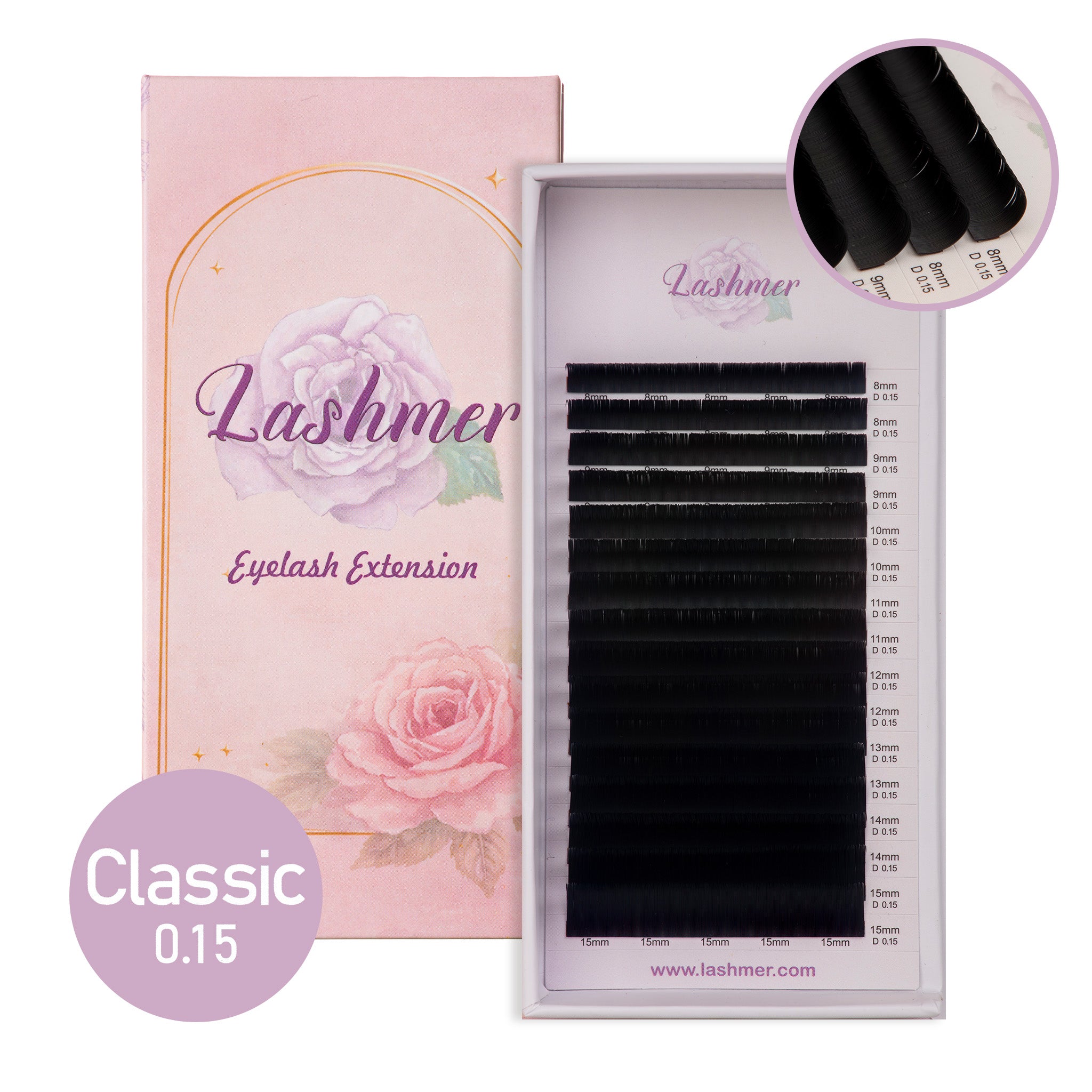 Classic Lashes Thickness 0.15 (Curl C/D/B/J) 16 lines - Lashmer