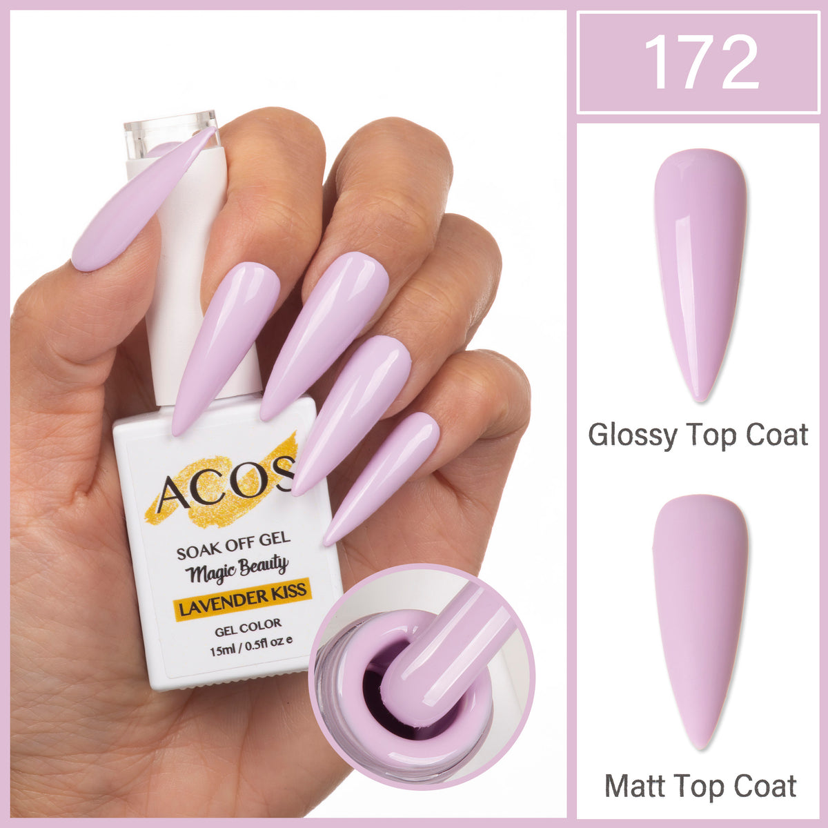 ACOS Magic Beauty Gel Polish Colour LAVENDER KISS (172) - Lashmer