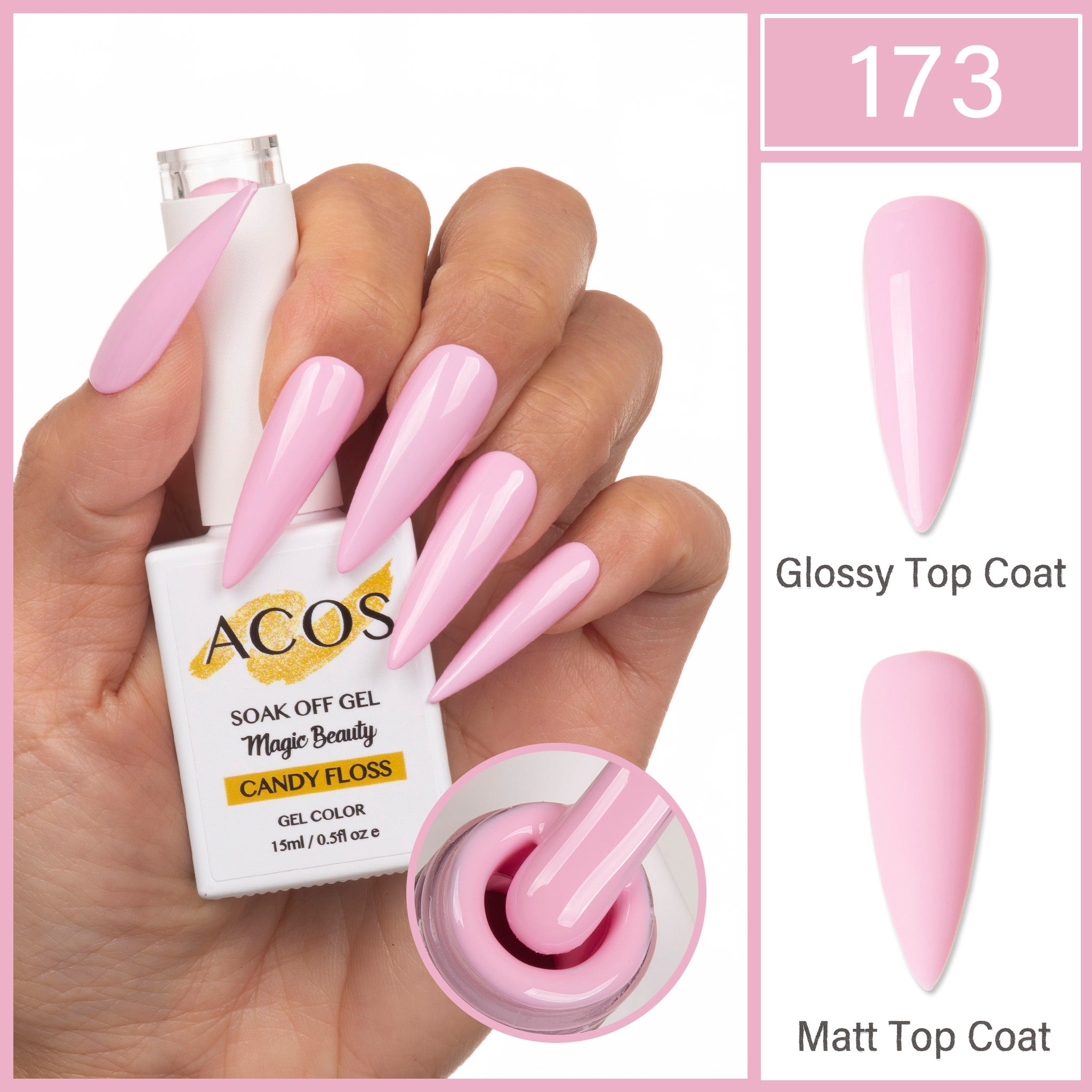 ACOS Magic Beauty Gel Polish Colour CANDY FLOSS (173) - Lashmer