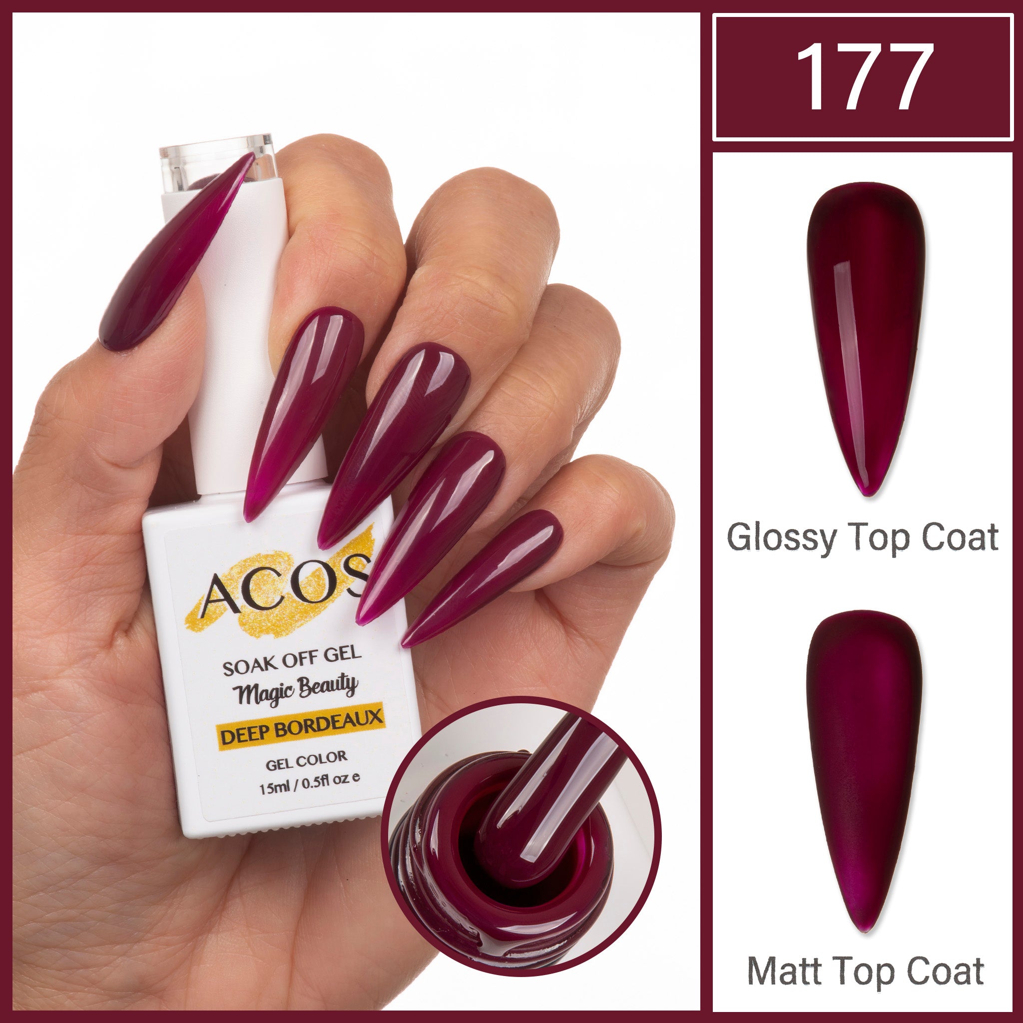 ACOS Magic Beauty Gel Polish Colour DEEP BORDEAUX (177) - Lashmer