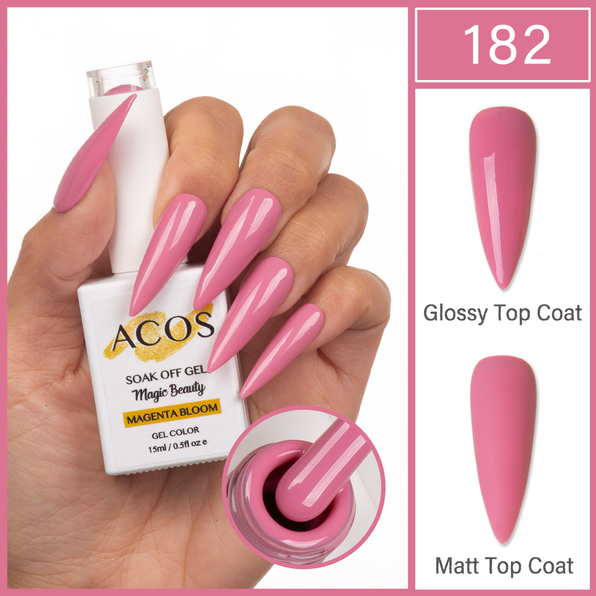 ACOS Magic Beauty Gel Polish Colour MAGENTA BLOOM (182) - Lashmer