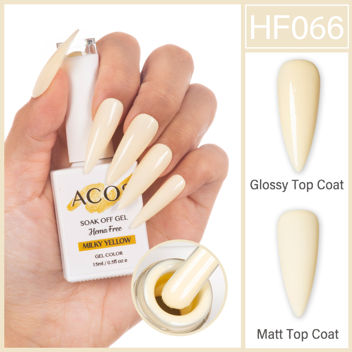 ACOS Hema Free Gel Colour MILKY YELLOW (066) - Lashmer