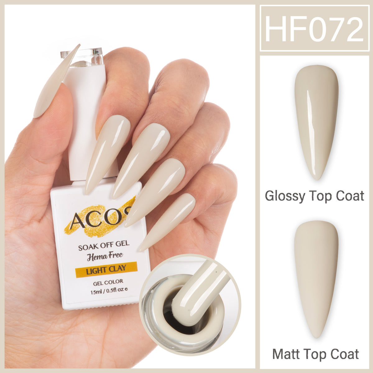 ACOS Hema Free Gel Colour LIGHT CLAY (072) - Lashmer