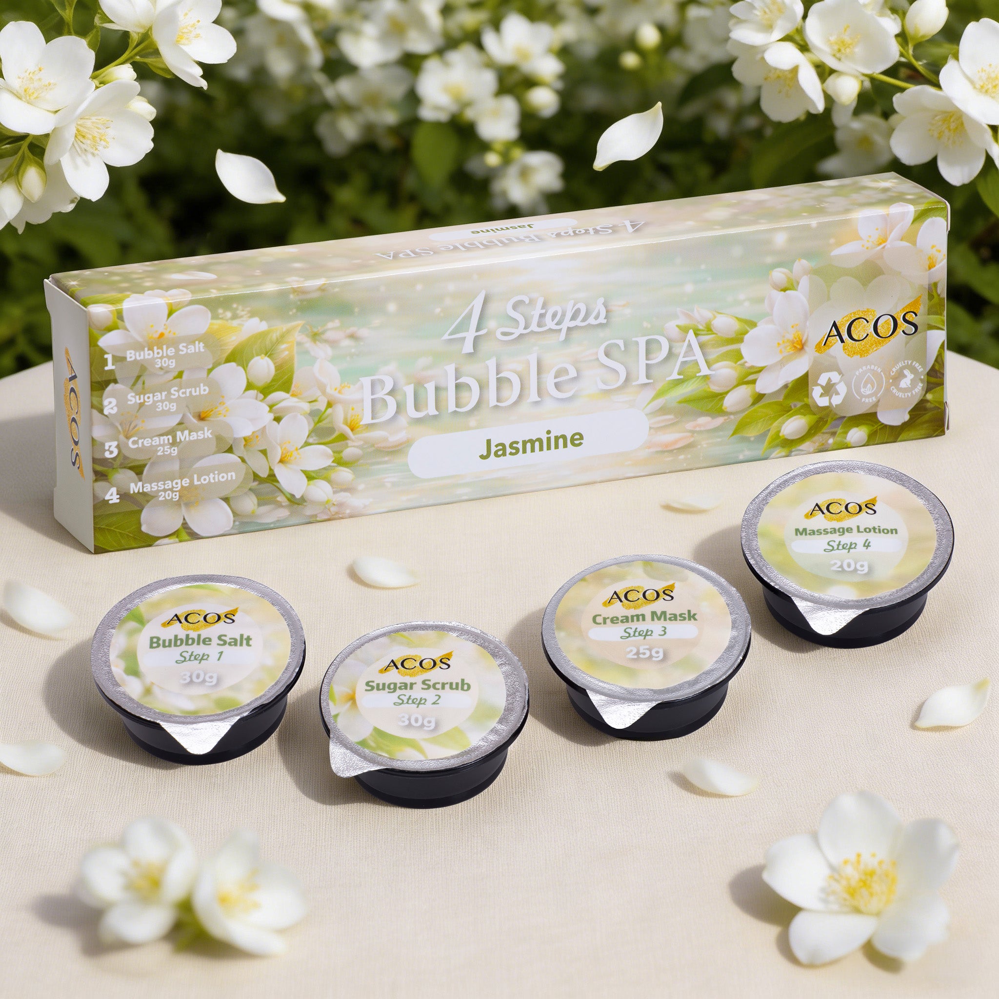 ACOS Bubble Spa Nail Deluxe Pedicure Kit 4 Steps - Jasmine - Lashmer
