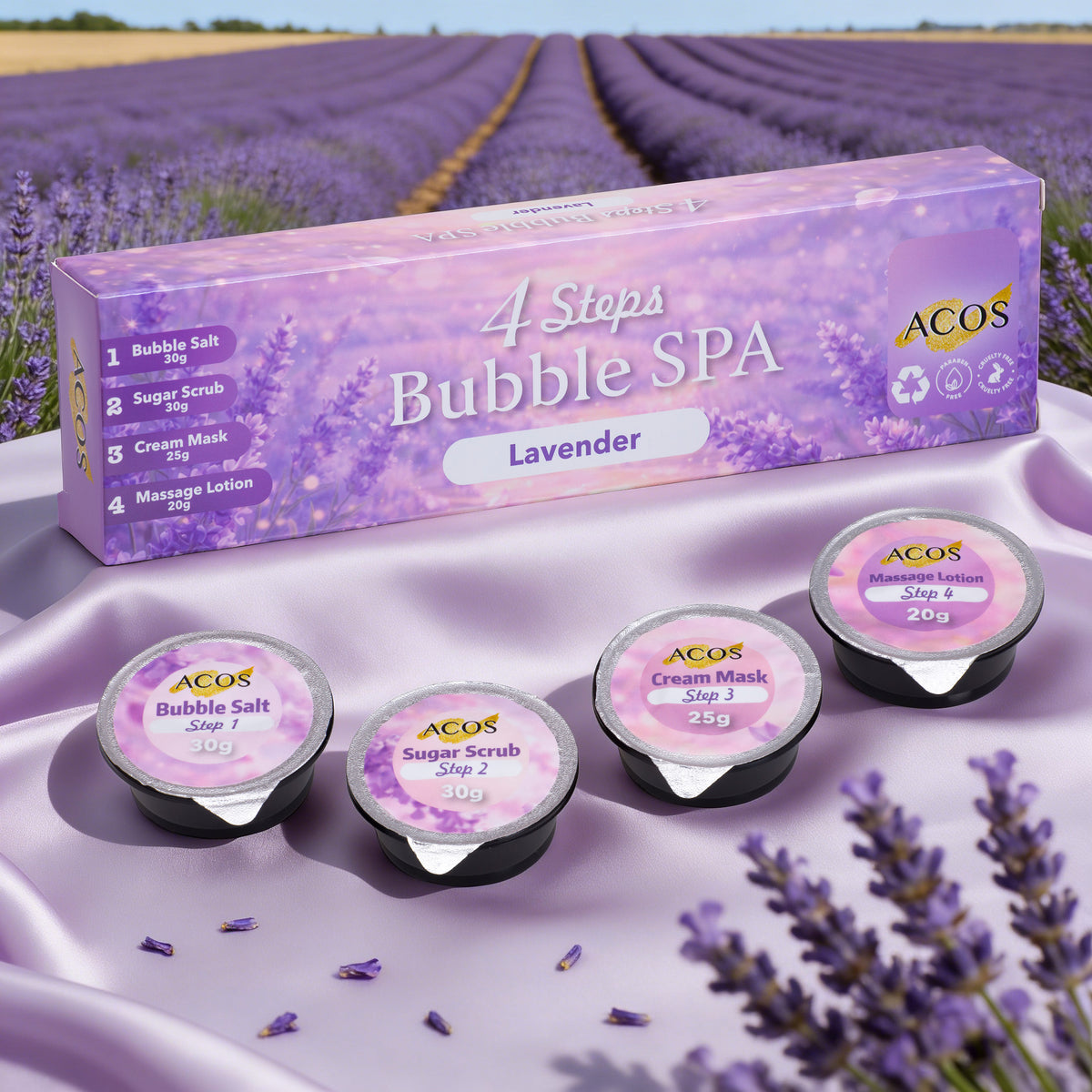 ACOS Bubble Spa Nail Deluxe Pedicure Kit 4 Steps - Lavender - Lashmer