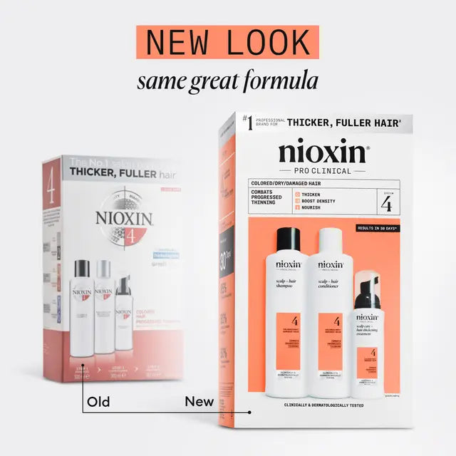 Nioxin Scalp + Hair Thickening System 4 Trio Pack PROGRESSED THINNING COLOURED / DRY / DAMAGED HAIR - Lashmer