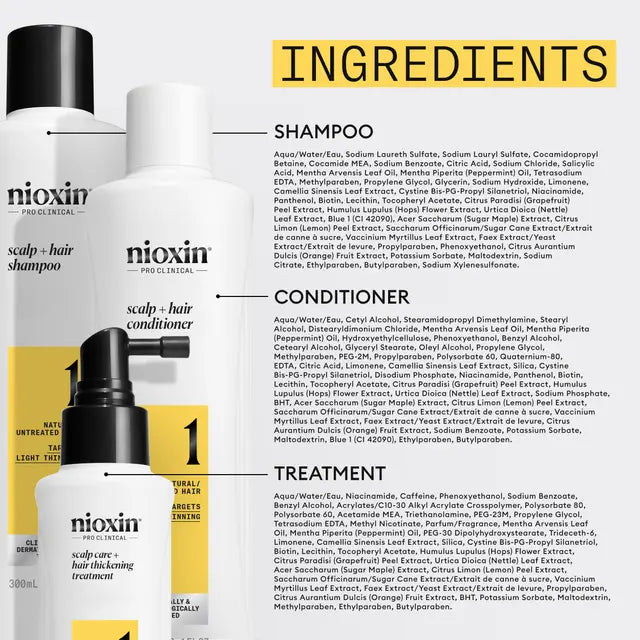 Nioxin Scalp + Hair Thickening System 1 LIGHT THINNING LIGHT THINNING / NATURAL UNTREATED HAIR - Lashmer