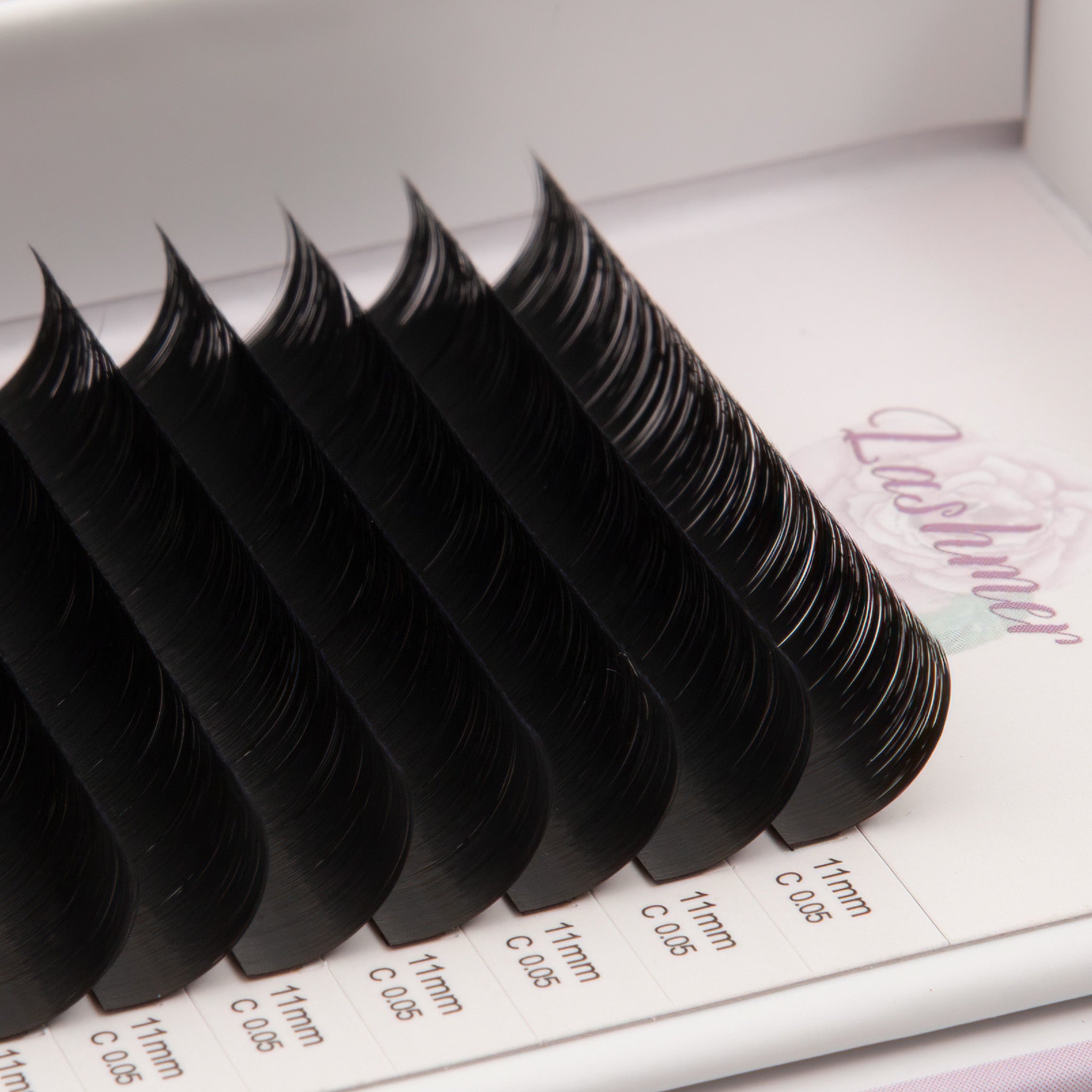 Matt Black Volume Lashes D Curl (0.03/0.05/0.07) 16 Lines - Lashmer