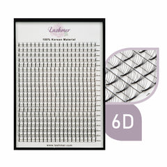 XL tray-Long Stem Premade Fans | Lashmer | C, D Curl--6D (thickness 0.07) - 16 Lines - 320 Fans, Ultra Black - Lashmer